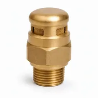 Industrial brass air breather with sintered bronze filter and male threaded base on white background