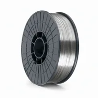 Precision-wound spool of Alloy 625 thermal spray wire on white background