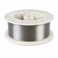 Precision-wound spool of bright Alloy 718 thermal spray wire, 1.6 mm diameter, on a white background