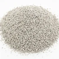 Fine off-white Aluminium Silicate 220 mesh abrasive grit mound on white background