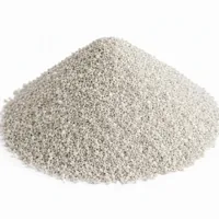 Close-up of Aluminium Silicate 240 mesh abrasive grit mound on white background