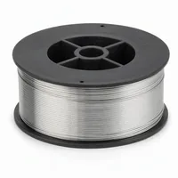 Precision-wound aluminum wire spool for thermal spray coating on white background