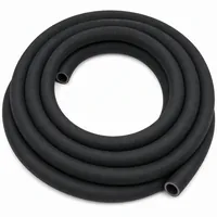 25mm ID black rubber blast hose coiled on white background