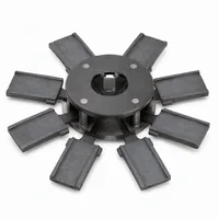 Standard cast blast wheel blade set of 8 arranged radially on white background