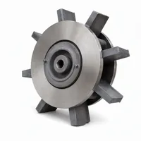 Industrial blast wheel impeller made of AR steel plate with eight curved blades and central bore