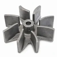 High chrome blast wheel impeller on white background, three-quarter view