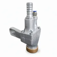 Aluminum Blasting Y Gun suction gun body with threaded ports on white background
