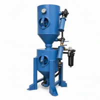 Industrial double chamber pot blaster 200 L sandblasting machine on white background