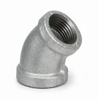 GI Elbow 45 Degree 15 mm galvanized iron pipe fitting on white background