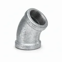 GI Elbow 45 Degree 15x20 mm galvanized iron pipe fitting on white background