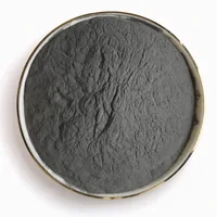 Nickel-Chrome Powder -200+400 dark gray metallic powder mound on white background