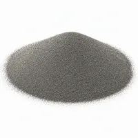 Fine dark grey Nickel-Chrome alloy powder mound on white background