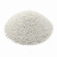 Fine white plastic abrasive 200 mesh particles in a mound on white background
