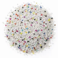 Plastic Abrasive 54 mesh angular urea particles top view