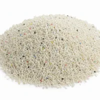 Fine angular Plastic Media Type III 200 mesh abrasive particles on white background