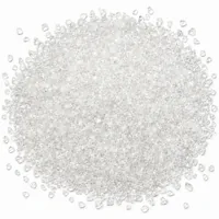 Plastic Media Type V 20 mesh angular acrylic abrasive particles on white background
