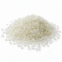 Plastic Media Type V 36 mesh angular acrylic abrasive grains on white background