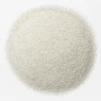 Mound of white quartz sand 50 mesh abrasive media on white background