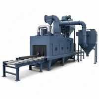 Industrial roller conveyor shot blaster section line machine on white background