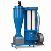 SPA2Z industrial dust collector with cartridge filters and blue powder-coated body on castor wheels
