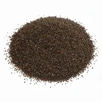 Close-up of dark reddish-brown Staurolite Sand 100 mesh abrasive media mound on white background
