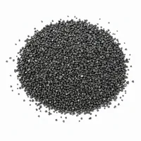 Close-up of angular Steel Grit G25 abrasive particles on white background