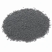 Steel Shot S70 spherical metallic abrasive media on white background
